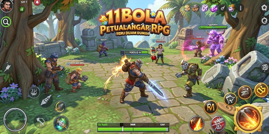 Tampilan visual menarik dari gameplay RPG 11BOLA.