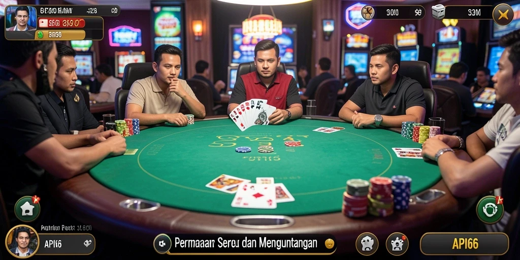 Screenshot menampilkan aksi seru permainan Poker di API66.