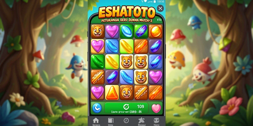 Gambaran gameplay menantang di ESHATOTO dengan elemen Match-3.