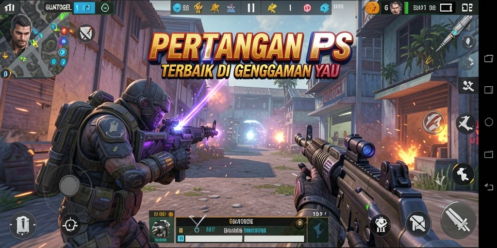 Screenshot GUATOGEL menampilkan aksi tembak-menembak yang intens.