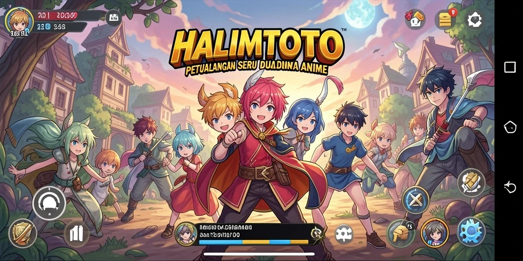 Screenshot gameplay HALIMTOTO yang menampilkan karakter anime sedang beraksi.
