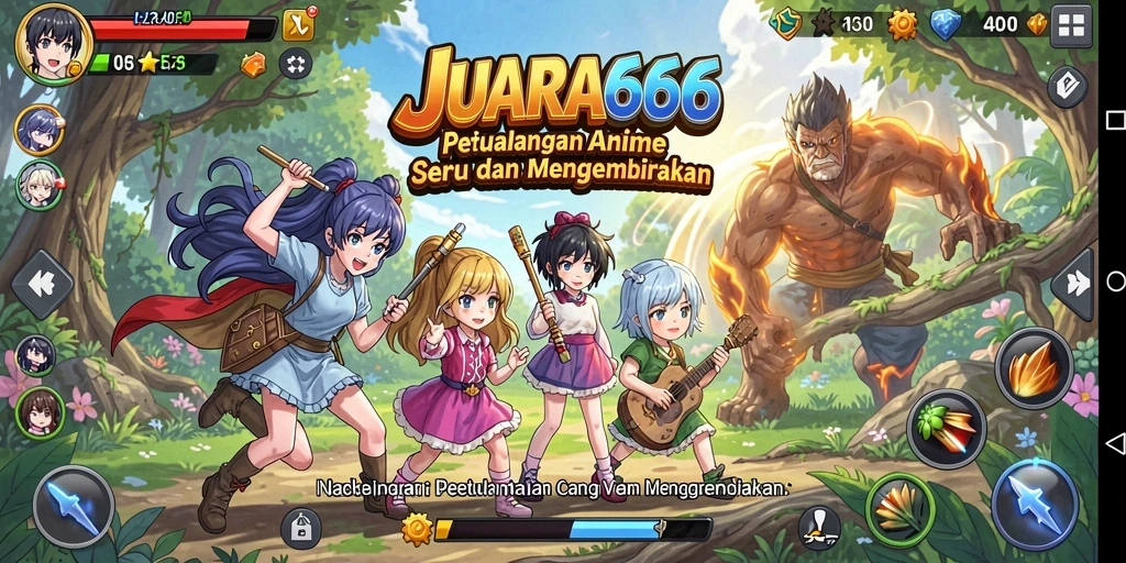 Tampilan screenshot JUARA666 dengan aksi karakter anime yang seru.