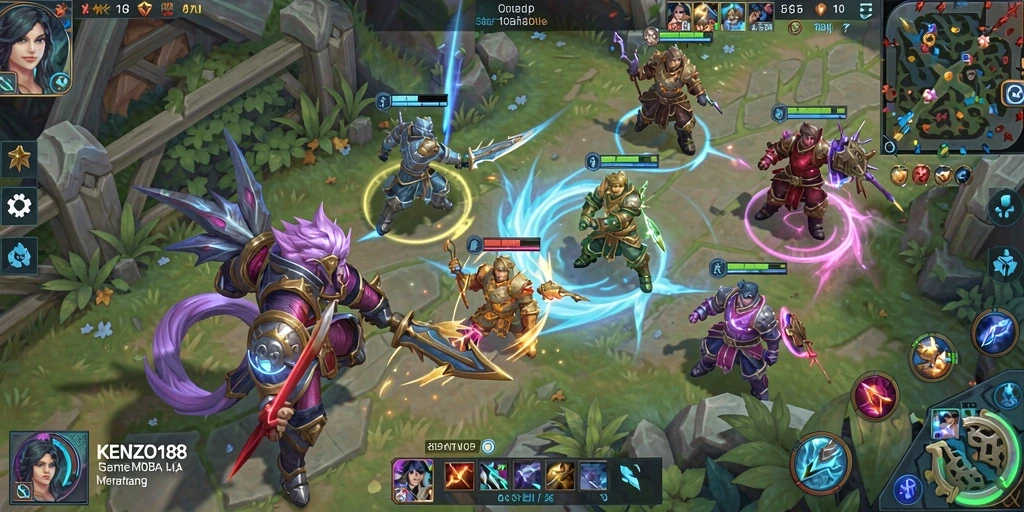 Screenshot gameplay <strong>KENZO188</strong> menunjukkan aksi pertempuran tim yang seru.