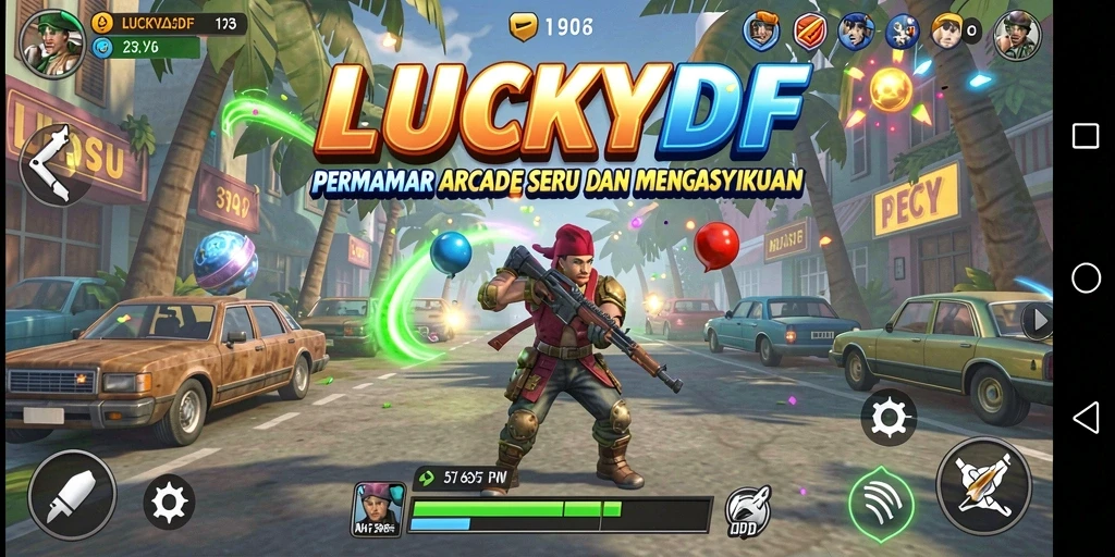 Tampilan gameplay seru dari LUCKYDF dengan berbagai tantangan yang menarik.