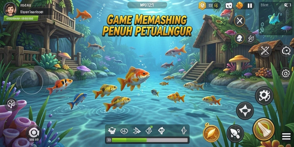 Screenshot MPO1221 menampilkan gameplay memancing yang mendebarkan.