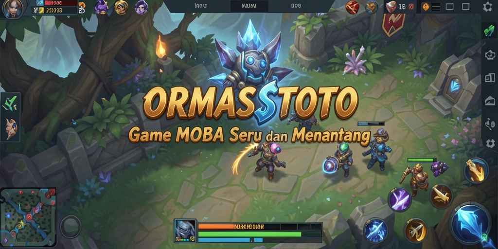 Screenshot utama ORMASSTOTO menampilkan aksi seru di arena MOBA.