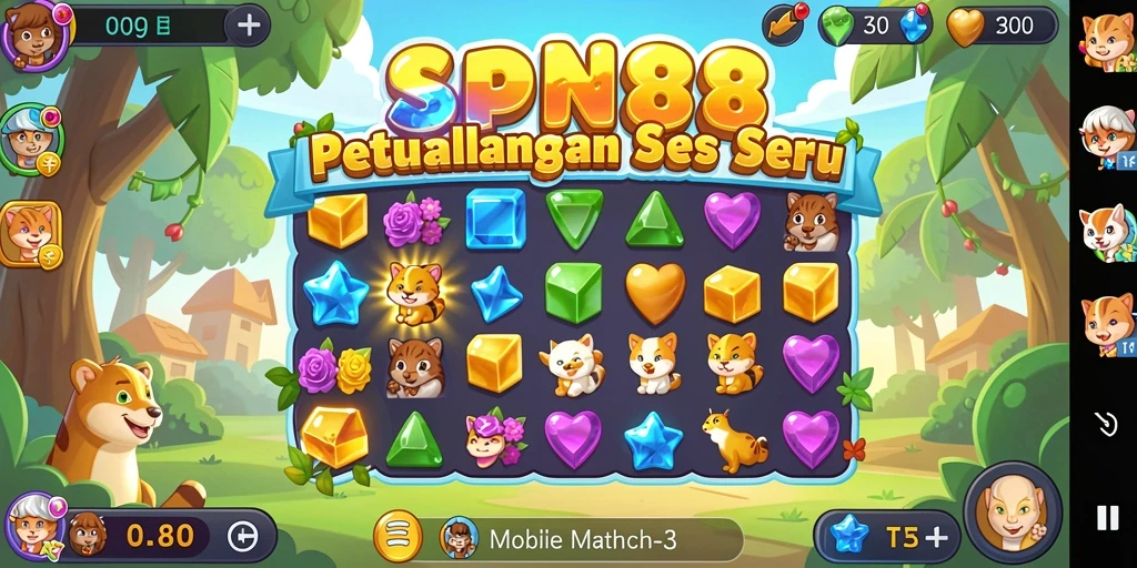 Gameplay SPN88 yang menarik dengan tantangan Match-3 yang seru.