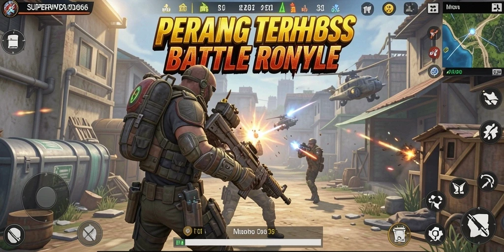 Tampilan menegangkan dalam gameplay Battle Royale SUPERWD666.